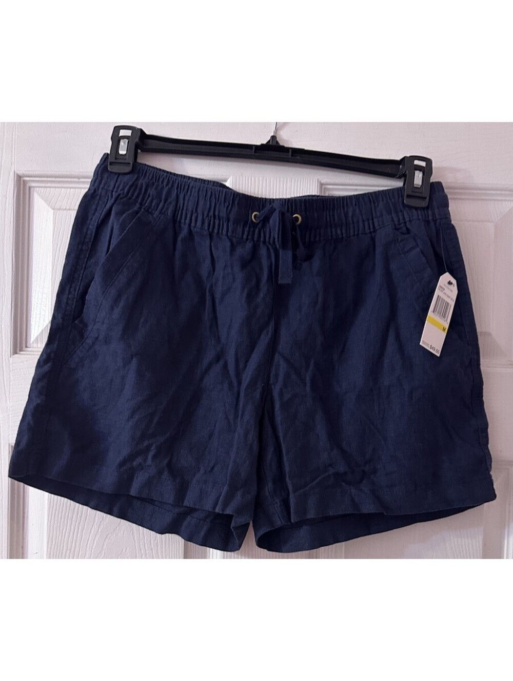 Nautica Linen Blend Pull On Shorts Men’s Medium Navy Drawstring Elastic WaistNew